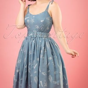 Collectif Jasmine Denim Seashells dress